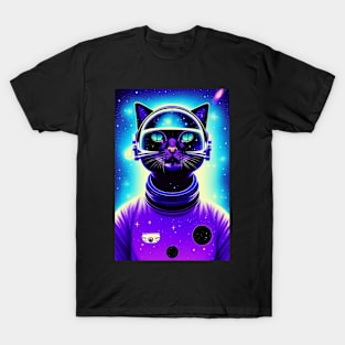 Funny Astronaut Cat in Space T-Shirt